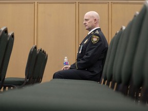 Ottawa Police Service interim Police Chief Steve Bell waits to appear before the Public Order Emergency Commission, in Ottawa, Monday, Oct. 24, 2022.