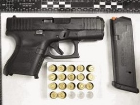 Hamilton cops seized a firearm during a traffic stop and arrested two male occupants of the vehicle on Thursday, Oct. 6, 2022.