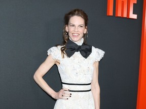 Hilary Swank attends "The Hunt" premiere in Los Angeles, March 10, 2020.