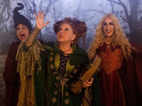 Kathy Najimy, left, Bette Midler, centre, and Sarah Jessica Parker in 'Hocus Pocus 2'.