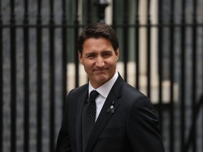Canadian Prime Minister, Justin Trudeau, arrives at 10 Downing Street to meet the British Prime Minister Liz Truss on Sept. 18, 2022 in London, England.