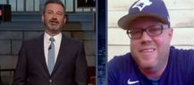 Jimmy Kimmel chats with Blue Jays fan Kyle Mulligan about missing Aaron Judge's 61st home run of the season earlier this week in Toronto. 