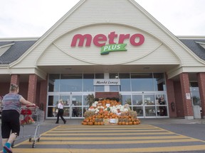 A Metro supermarket is seen on Sept. 27, 2017 in Ste. Marthe-sur-le-Lac, Que.