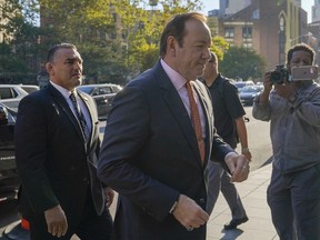 Kevin Spacey arrives at Federal court for his civil lawsuit trial, Wednesday, Oct. 12, 2022, in New York.