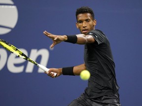 Felix Auger-Aliassime, of Canada, competes against Jack Draper, of Britain, during the second round of the U.S. Open, Aug. 31, 2022, in New York City.