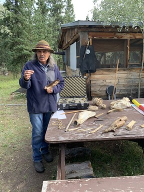 Harold Johnson leads a demonstration at the Long Ago Peoples Place. TERRY KOSHAN/TORONTO SUN
