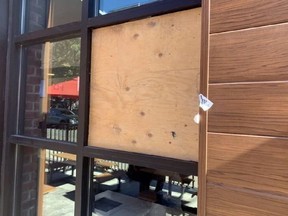 A stray bullet shattered a window at a Wendy's restaurant on Queen St. W., a few blocks west of Spadina Ave.