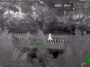 A screenshot from video posted by Durham police from Air1 of a suspect fleeing on Oct. 13, 2022.