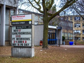 York Memorial Collegiate Institute at 1700 Keele St. in Toronto, Ont., on Friday, Nov. 25, 2022.