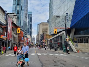 The downtown core continues to flourish with a noteworthy increase in pedestrian traffic and numerous condo towers either under construction or proposed in pre-construction.
