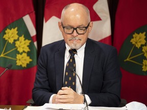 Ontario Chief Medical Officer Dr. Kieran Moore attends a press briefing at Queen's Park in Toronto, on Monday, November 14, 2022.