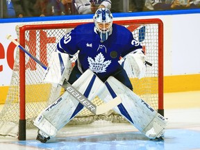 Matt Murray of the Toronto Maple Leafs warms up before playing against the Montreal Canadiens during an NHL pre-season game at Scotiabank Arena on September 28, 2022 in Toronto, Ontario, Canada.