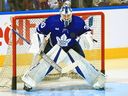 Matt Murray of the Toronto Maple Leafs warms up before facing the Montreal Canadiens during an NHL preseason game at Scotiabank Arena in Toronto, Ontario, Canada, September 28, 2022.