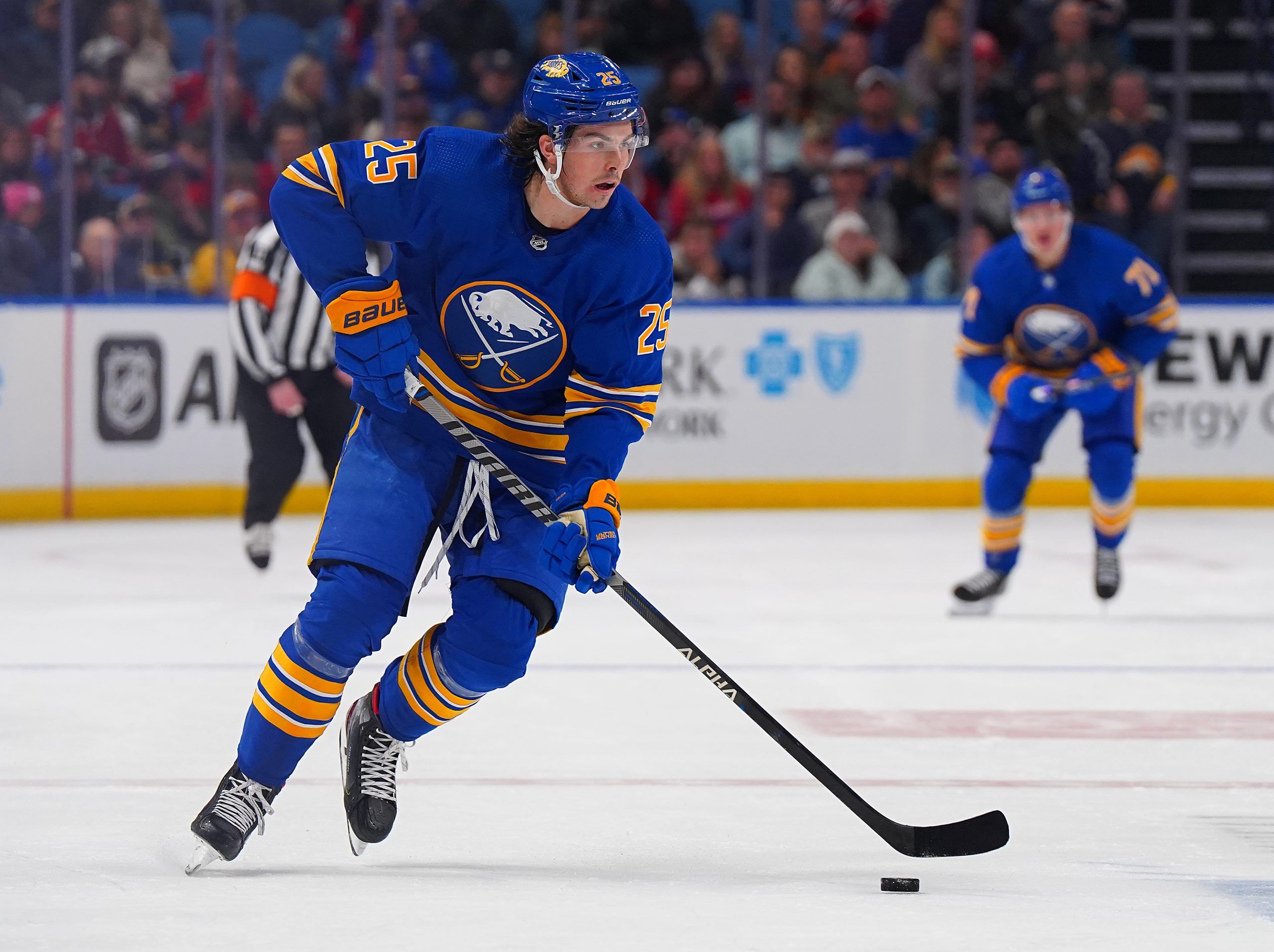 Buffalo Sabres Defenceman Rasmus Dahlin skates with the puck during News  Photo - Getty Images