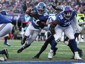 Saquon Barkley of the New York Giants is the beting favourite to lead the NFL's Thursday Thanksgiving triple-hear in rushing yards.