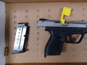 A firearm seized at a residence in the area of Bloor Street East and Ritson Road South in Oshawa on Nov. 25, 2022.