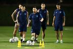 Argentina's Lionel Messi runs with the ball during practice.