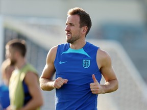 England's Harry Kane  looks on during a Training Session.