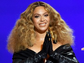 In this handout photo courtesy of The Recording Academy, Beyonce accepts the Best Rap Performance award for 