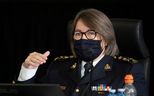 RCMP Commissioner Brenda Lucki responds to a question from counsel as she appears as a witness at the Public Order Emergency Commission, Tuesday, Nov. 15, 2022 in Ottawa.  