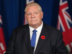 Ontario Premier Doug speaks during a press conference at Queen's Park in Toronto on Monday Nov. 7, 2022.