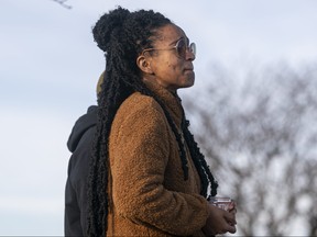 Donya Prioleau, a survivor of the fatal shooting at the Chesapeake Walmart Supercenter visits the site of the attack on Nov. 24, 2022 in Chesapeake, Va.