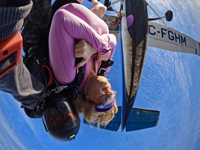 An image posted to social media by a user who identified the skydiver as the transgender teacher at an Oakville high school.
