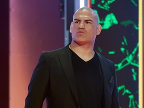 Former UFC heavyweight champion Cain Velasquez attends a WWE news conference at T-Mobile Arena on October 11, 2019 in Las Vegas, Nevada.