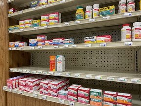 Shelves at Brighton Eggert Pharmacy north of Tonawanda.Joe Warmington/Toronto Sun