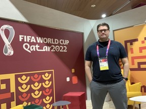 In the FIFA media work room at the Qatar National Conference Centre on Nov. 16, 2022.