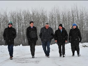 Prime Minister Justin Trudeau arrives to pay his respects to the victims of a September stabbing spree at the James Smith Cree Nation, Sask., Nov. 28, 2022.