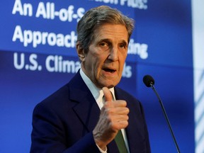 John Kerry, U.S. Special Envoy for Climate, speaks as he attends the opening of the American Pavilion in the COP27 climate summit in Egypt's Red Sea resort of Sharm el-Sheikh, Egypt November 8, 2022.