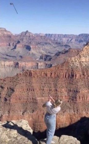 Grand Canyon National Park posted a photo allegedly of social media star Katie Sigmond hitting a golf ball into the canyon and then tossing her club.