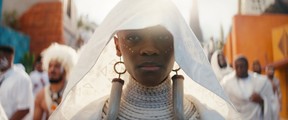 Letitia Wright in a scene from Wakanda Forever.