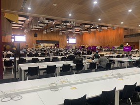 The media work room at the Qatar National Convention Center.