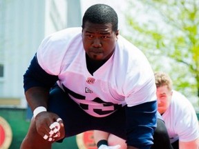 Toronto Argonauts offensive lineman Philip Blake takes part  in the team‘s 2022 training camp in Guelph, Ont.