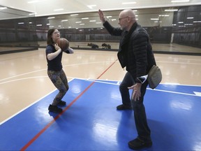 Simone Randmaa, age 15, is a huge sports fan and likes playing basketball, swimming and likes singing Celine Dion songs. She was firing in buckets galore and even Mike Strobel couldn't defend against her accuracy on Friday, Nov. 18, 2022.