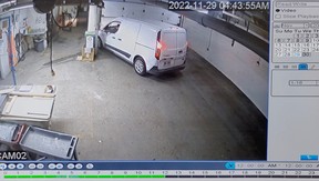 The Toronto Humane Society is quite upset and heart broken after thieves broke into their underground parking complex and stole their rescue van around 11 p.m. Monday, Nov. 28 (Pictured) Surveillance cam footage of the potential two suspects who broke in and the van leaving the underground garage. on Wednesday November 30, 2022. Jack Boland/Toronto Sun/Postmedia Network