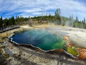 The Abyss geothermal pool is seen October 8, 2012 in Yellowstone National Park in Wyoming.