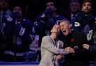 Former Toronto Maple Leafs defenceman Borje Salming is honored during a pre-game ceremony prior to a game between the Maple Leafs and Canucks at Scotiabank Arena on Nov. 11, 2022 in Toronto.
