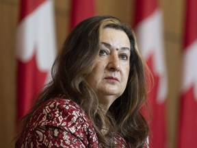 Sen. Salma Ataullahjan is seen during a news conference, July 14, 2022, in Ottawa.