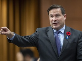 Public Safety Minister Marco Mendicino rises during Question Period, in Ottawa, Thursday, Nov. 3, 2022. The federal government has formally banned the top echelons of the Iranian regime from entering the country.
