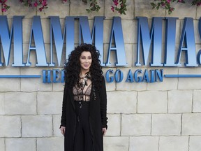 Cher attends the Mamma Mia! Here We Go Again premiere in London in July 2018.