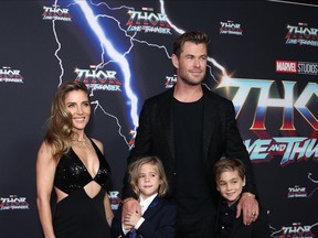 Chris Hemsworth Elsa Pataky and kids - Thor Love and Thunder Sydney screening 2022 - Getty