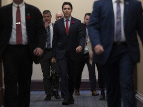 Prime Minister Justin Trudeau makes his way to a cabinet meeting on Parliament Hill in Ottawa, Nov. 3, 2022.