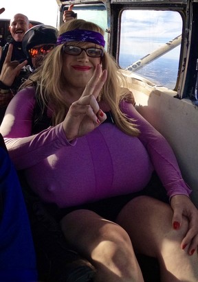 An image posted to social media by a user who identified the skydiver as the transgender teacher at an Oakville high school.