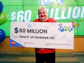 Vera Page, 83, of Vankleek Hill, Ont., won $60 million in the LOTTO MAX draw on Nov. 1, 2022.