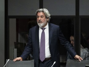 Minister of Canadian Heritage Pablo Rodriguez prepares to appear before the Senate Committee on Transport and Communications on Bill C-11, in the Senate of Canada Building in Ottawa, on Tuesday, Nov. 22, 2022.