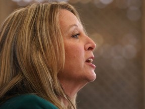 Ontario NDP MPP Marit Stiles announces her provincial leadership campaign in Toronto, Thursday, Sept. 22, 2022.