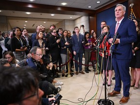 House Minority Leader Kevin McCarthy, R-CA, speaks after he was nominated to be House Speaker at the U.S. Capitol in Washington, DC on Nov. 15, 2022.